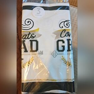 Congrats Grad Tablecovers, 3 Pack-White, Gold, Black